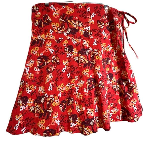 Patagonia Red Floral Circle Skirt Pull On Sz L Outdoor Hiking Camping Gorpcore - Picture 2 of 16